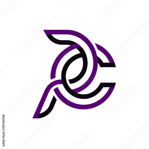 Elegant Intertwined Abstract Logo Design With Purple And Black Lines