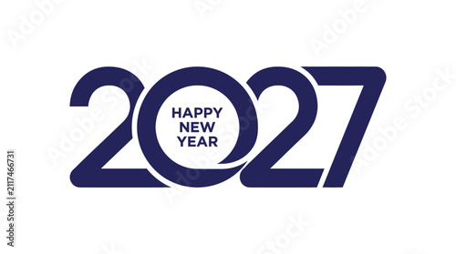 Happy new year 2027 blue bold typography design Vector