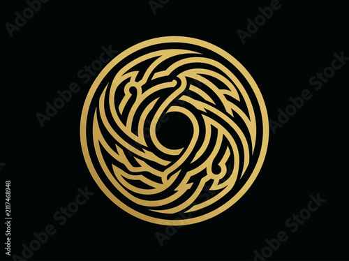 Elegant Golden Arabic Calligraphy Emblem On Black Background