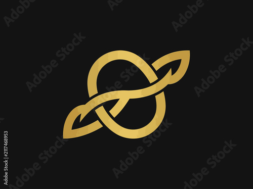 Elegant Golden Celtic Knot Logo Design On Black Background