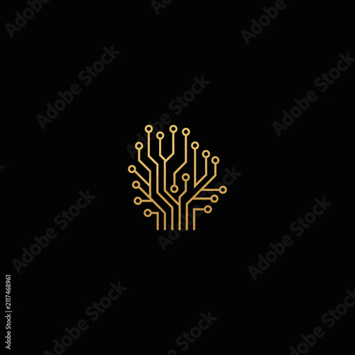 Elegant Golden Circuit Tree Symbolizing Technology and Growth