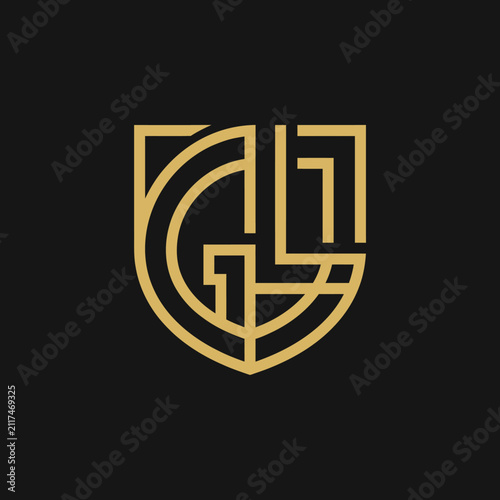 Elegant Geometric Gl Logo Design On A Dark Background Premium