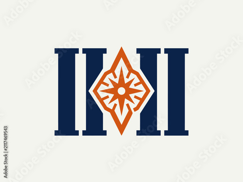 Elegant Compass Star Logo Mark Design Abstract