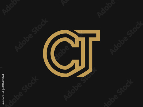 Elegant CJ Monogram Logo Design Gold Lines On Black Background Modern Stylized Alphabet Branding
