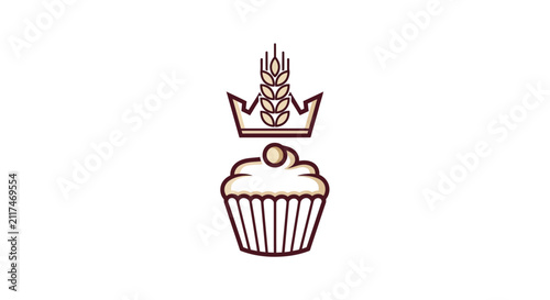 Elegant Cupcake Crown Logo Design For Bakery And Confectionery