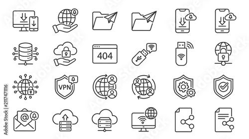 Set of hand drawn business and technology icons for digital web design Vector
