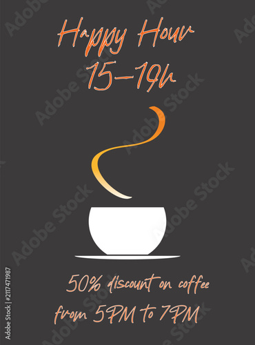 Coffee Happy Hour Banner Vector Illustration