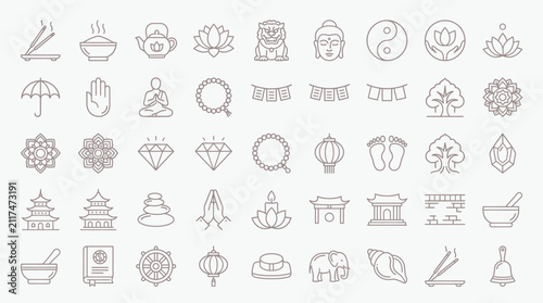 Set of thin line icons for business technology and web design development featuring various symbols and interface elements for digital projects Vector