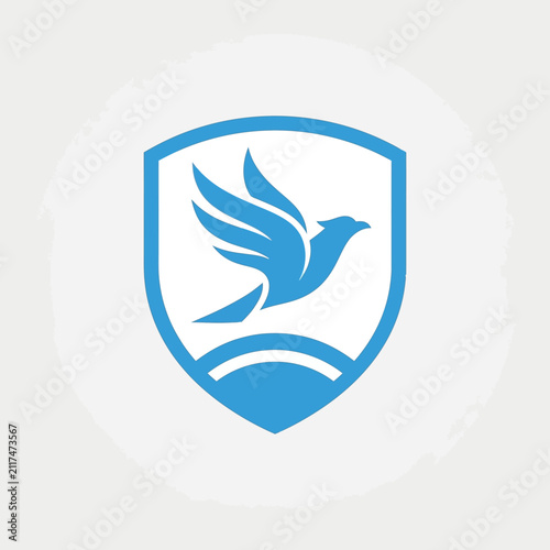 Elegant Blue Bird Emblem Symbol of Freedom and Hope Abstract Design