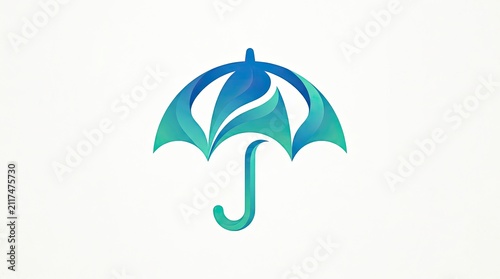 Abstract Modern Blue and Teal Gradient 3D Ribbon Umbrella Logo Icon Vector Illustration
