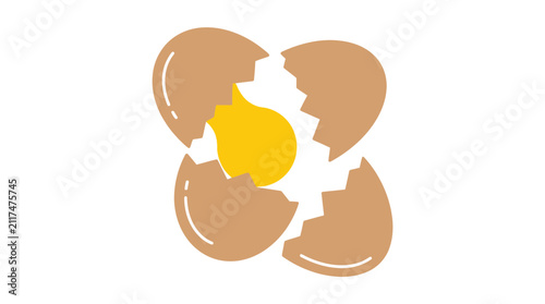 Cracked egg shell vector illustration featuring a bright yellow lightbulb concept for creative business ideas
