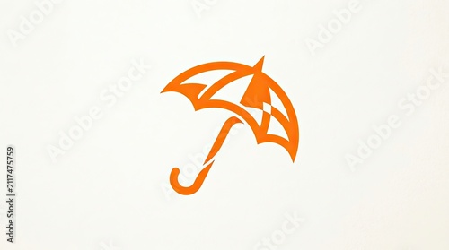 Abstract Modern Orange Gradient 3D Ribbon Umbrella Logo Icon Vector Illustration