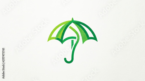 Abstract Modern Green Gradient 3D Ribbon Umbrella Logo Icon Vector Illustration