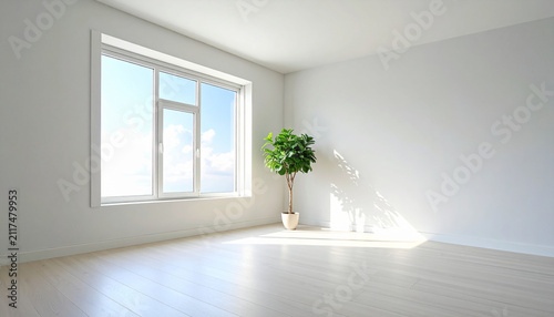 Bright Empty Room with Window