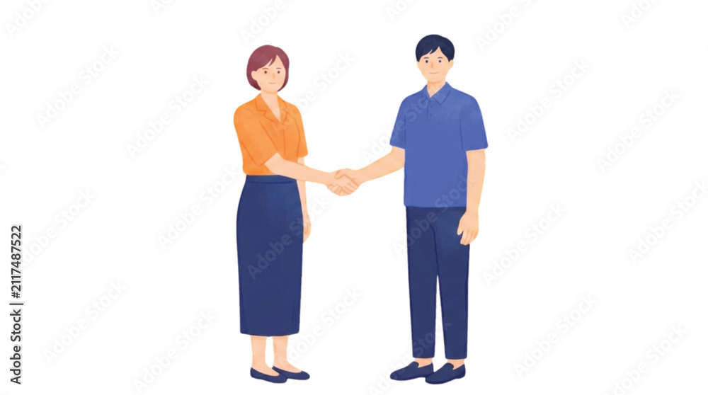 Fototapeta premium Business handshake between a man and a woman in professional attire