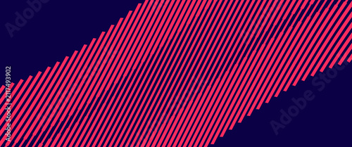 Foto Diagonal lines narrowing toward edges and denser at center, overlaid on a bold two-tone gradient background transitioning from hot pink to deep midnight blue