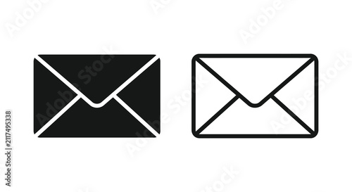 Foto Envelope Icons Black And White Line Art On White Background