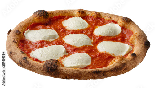 Foto Neapolitan pizza with tomato sauce and fresh mozzarella, isolated on transparent