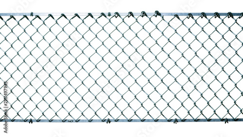Картината върху платно Galvanized metal chain link fence with diamond pattern, isolated on transparent