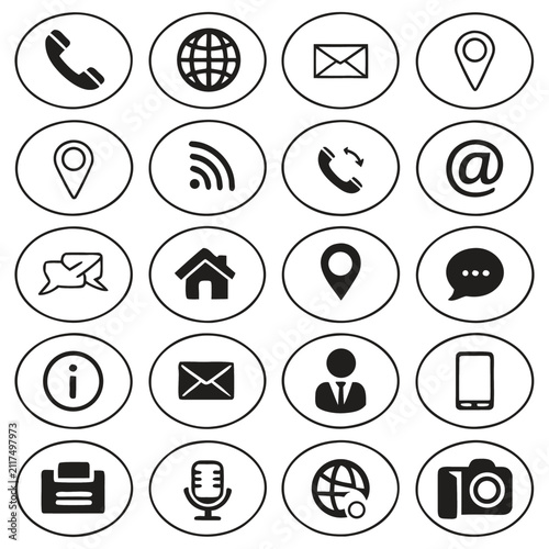 Minimalist Black and White Web & App Communication Icons Vector