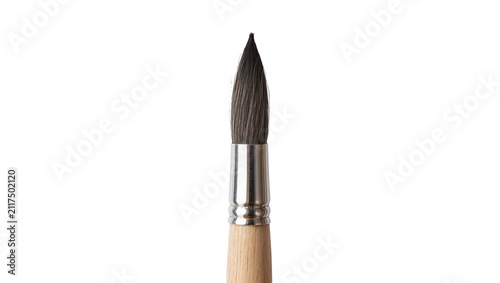 Quadro su tela Round watercolor brush with dark bristles and metal ferrule, isolated on transpa