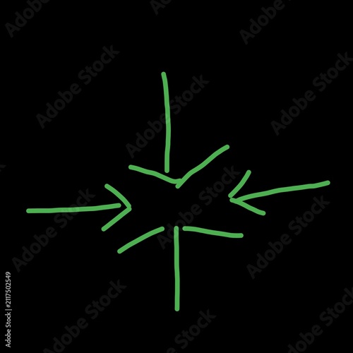 Obraz na plátně pA simple illustration of multiple green hand-drawn arrows on a solid black back