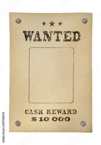 wanted poster isolated on white