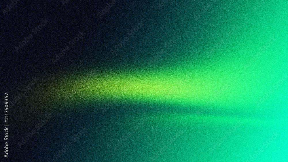 Obraz premium Glowing neon green grainy texture background blurred lime light beam gradient black cyan dark banner backdrop design template