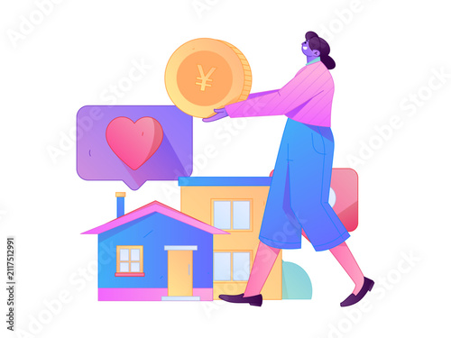 Home loan flat vector concept operation illustration

