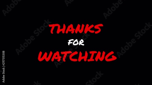 Thanks for Watching Text Animation on Transparent Background, Viewer Retention Call to Action Motion Graphic for Social Media Engagement, 4K Alpha Channel