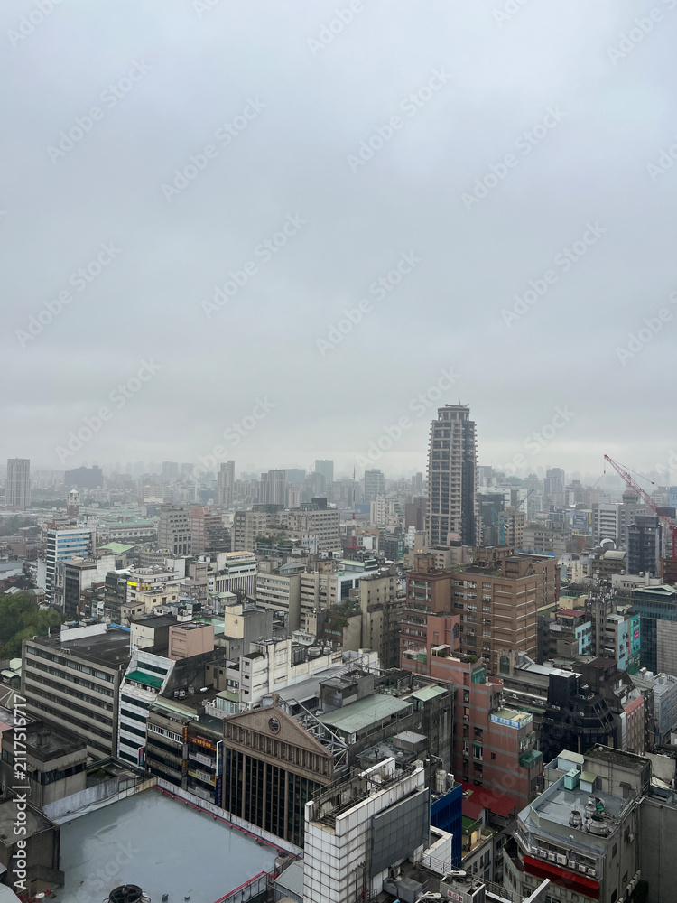 Fototapeta premium Morning Mist Over Taipei City, Taiwan
