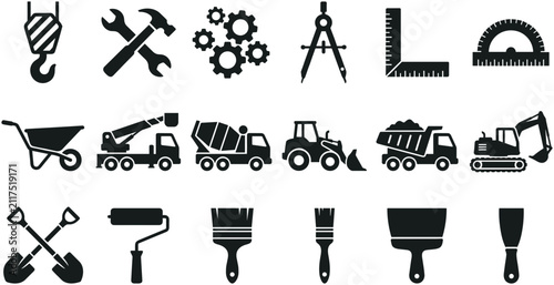Collection of construction and renovation tool icons.