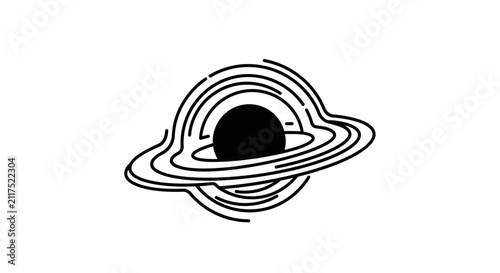 Black Hole Icon Line Art Vector Illustration