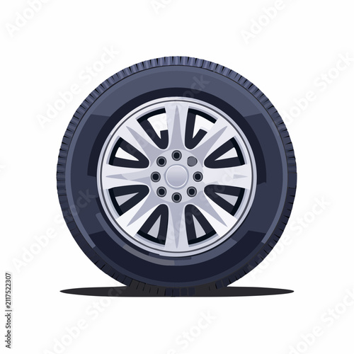 自動車のタイヤとアルミホイールのベクターイラスト