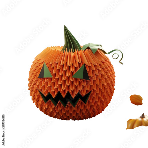 Orange paper craft jack o lantern pumpkin for halloween