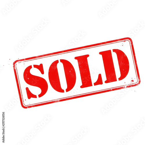 Red sold rubber stamp icon with grunge texture