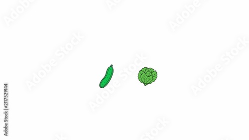 Colorful Animated Vegetables Pattern Stop Motion Stock Animation