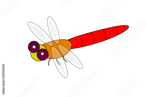 Canvastavla 羽を広げて飛ぶ赤トンボのイラスト