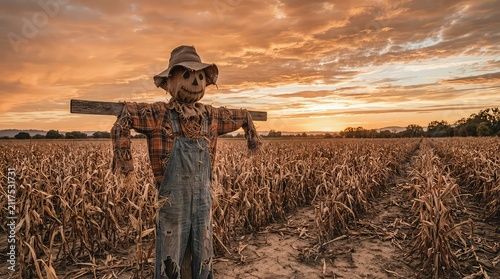 Farmer carrying pumpkins at sunset during harvest season. Agricultural worker transporting autumn produce in rural field at dusk.