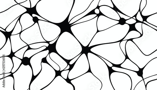 Canvastavla Neuron cells black and white vector background, abstract pattern of connected nerve cells and neural network
