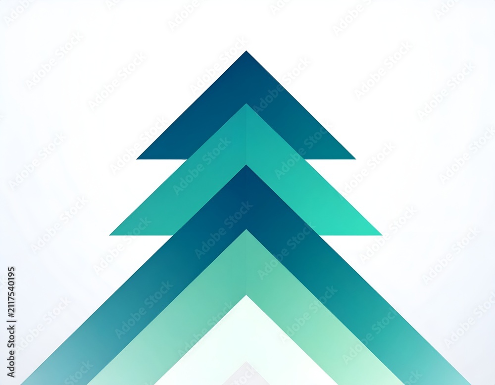 Obraz premium Minimalist Geometric Christmas Tree Illustration in Gradient Teal and Blue