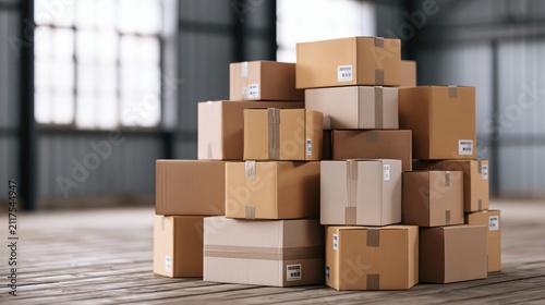 The Cardboard Box Stack in a Quiet Warehouse with Natural Light