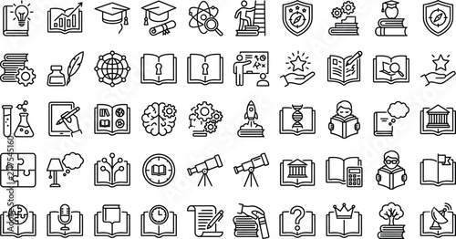 Foto Education and online learning line icon set