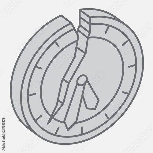 Bild auf Leinwand Broken clock isometric icon, time stopped concept