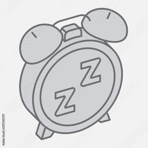 Sleep mode clock isometric icon, rest and relaxation concept. Vector graphics. Before bed, sleep time mode sign with outline style icon for mobile or web design.