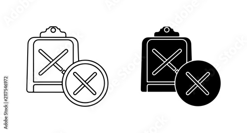 Fotografie Cross Mark Icons, Rejected Stamp Vector Graphics, Cancelled Document Symbols, Ne