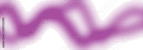 Abstract purple halftone wave shape with square dots pattern isolated on transparent background, Vector