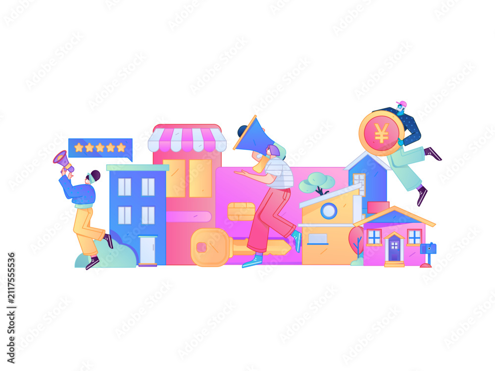 Naklejka premium Home loan flat vector concept operation illustration 