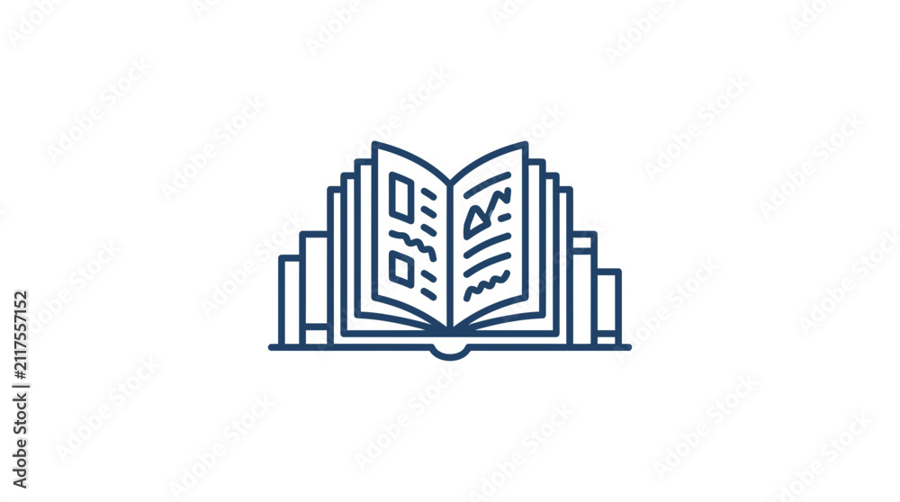 Fototapeta premium Open Book with Stacked Books Icon