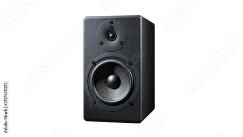 Canvastavla Black studio monitor speaker with woofer and tweeter, isolated on transparent ba